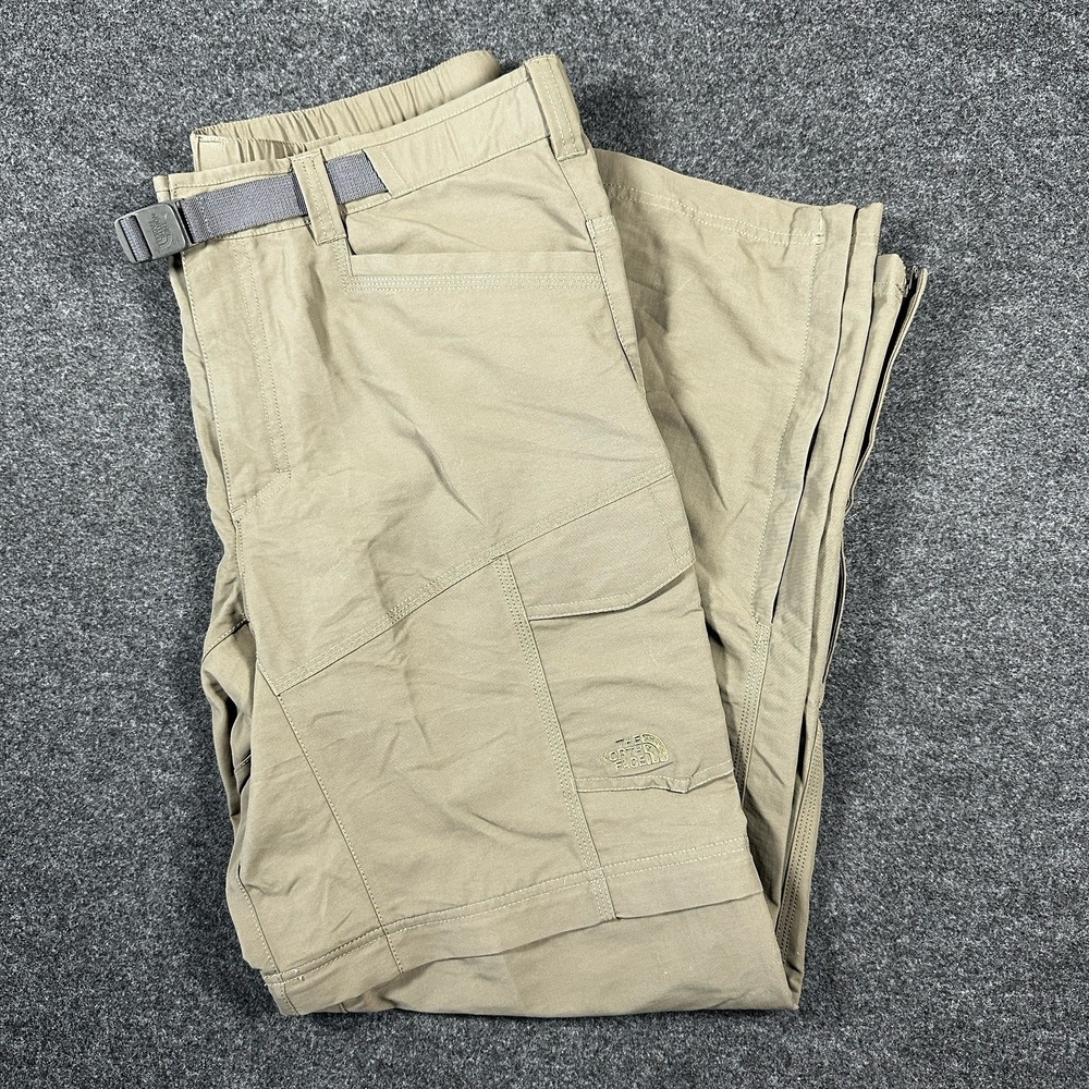 The North Face Mens Convertible Cargo Pants‎ Khaki Tan Zip Off Hiking Size Large